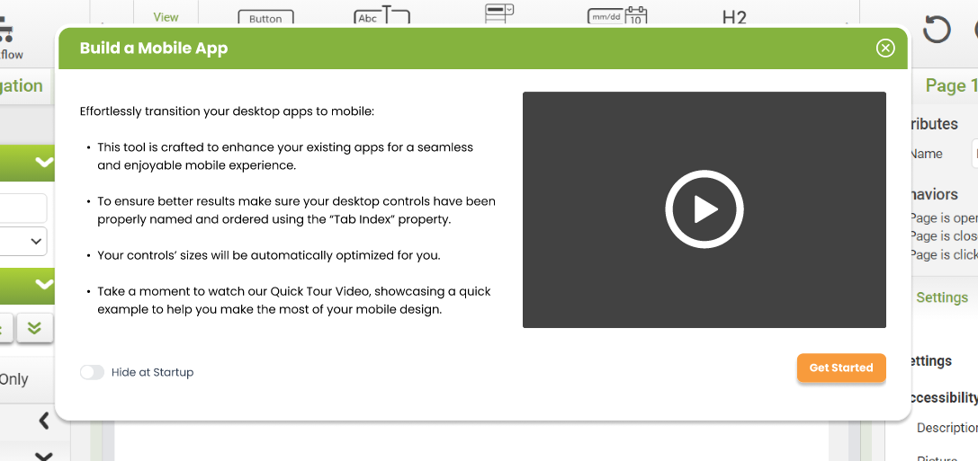 Mobile Startup Screen