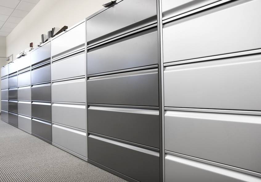 File cabinets against a wall.